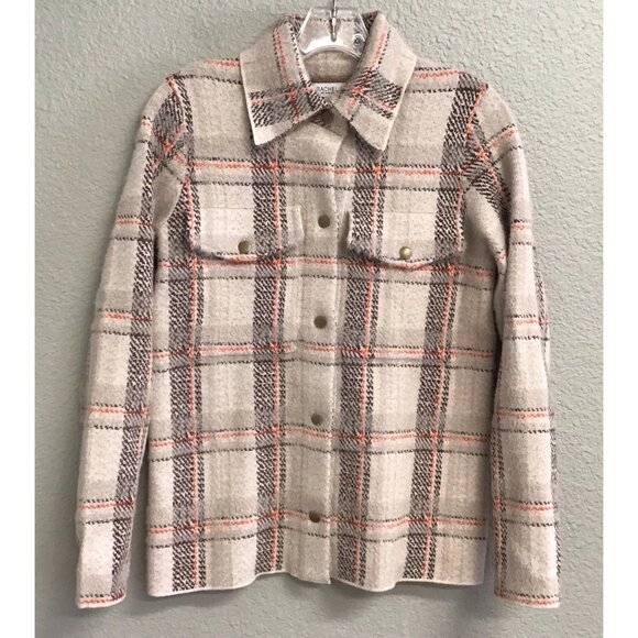 Rachel Zoe Shacket Women’s Multicolor Plaid Nylon Long Sleeve Snap Front Size XS - Picture 1 of 10